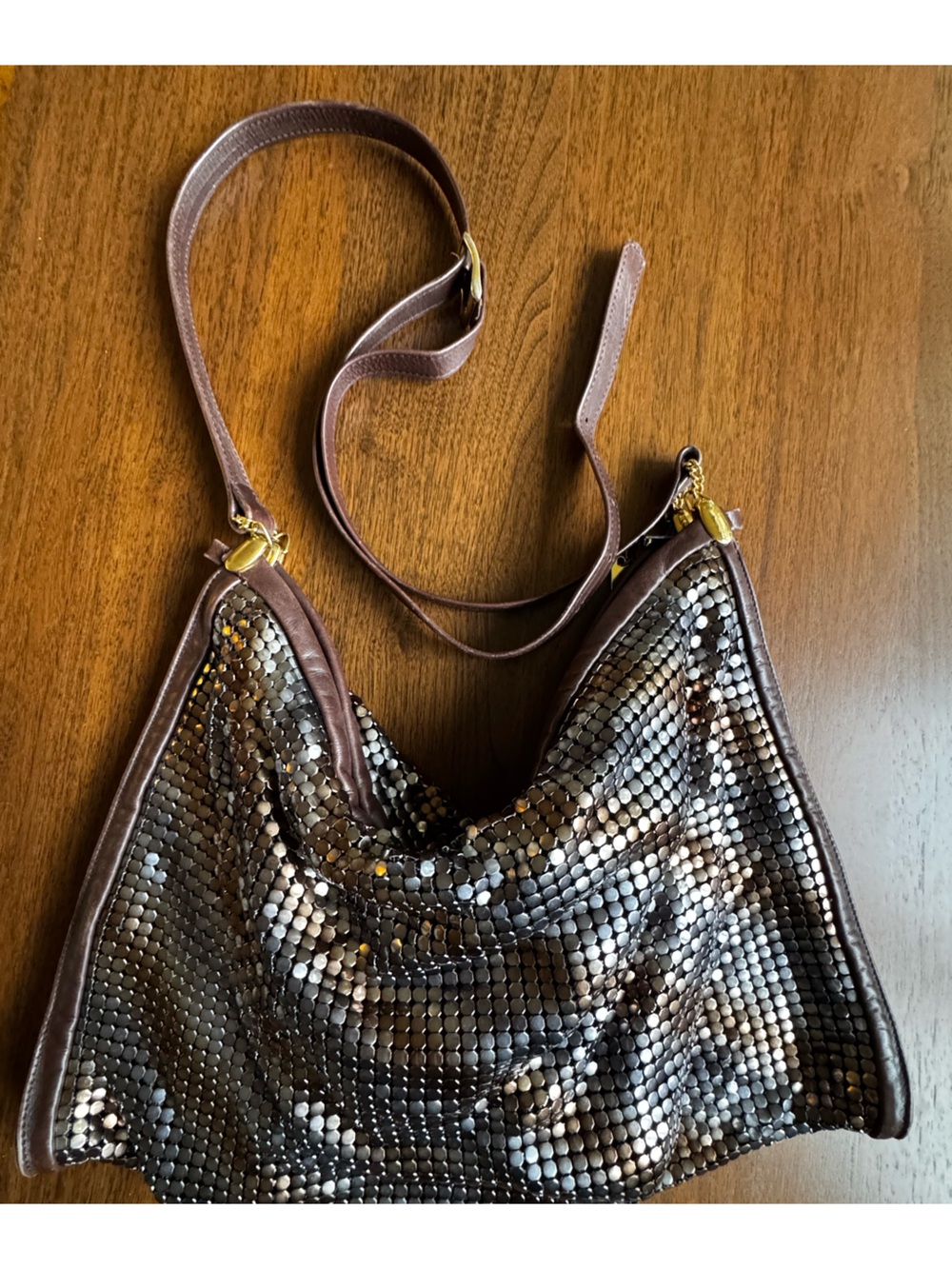 Oroton Metallic Brown Sequin Shoulder Hobo